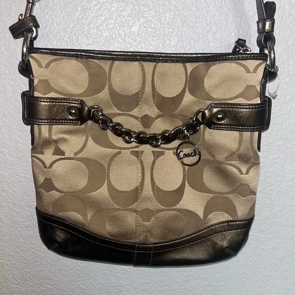 Coach Signature Crossbody Bag in Tan and Brown - Picture 1 of 7